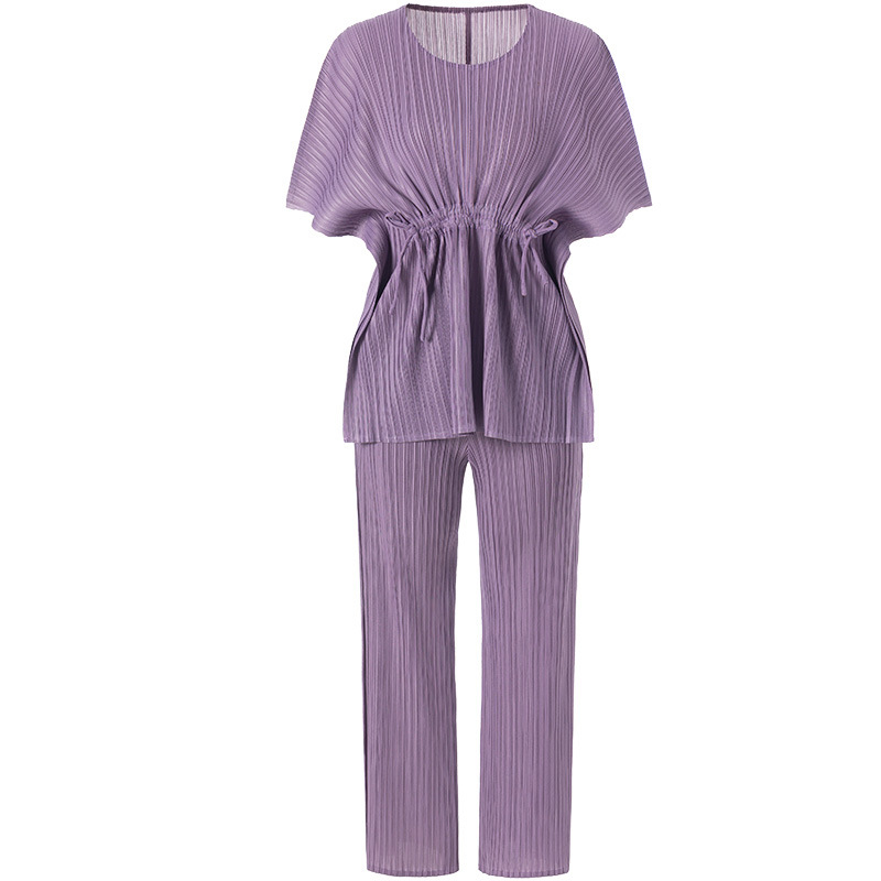 Women Large Two Piece Clothing Sets 2020 Spring New Bat Sleeve T-shirt Loose Wide Leg Pants