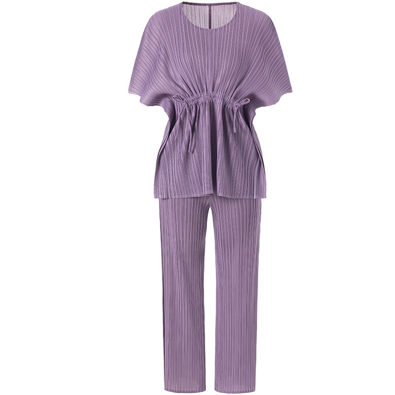 Women Large Two Piece Clothing Sets 2020 Spring New Bat Sleeve T-shirt Loose Wide Leg Pants