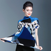 Pleated Top Women's Super Elastic Thin Round Neck Color Matching T-shirt Short Sleeve Tops