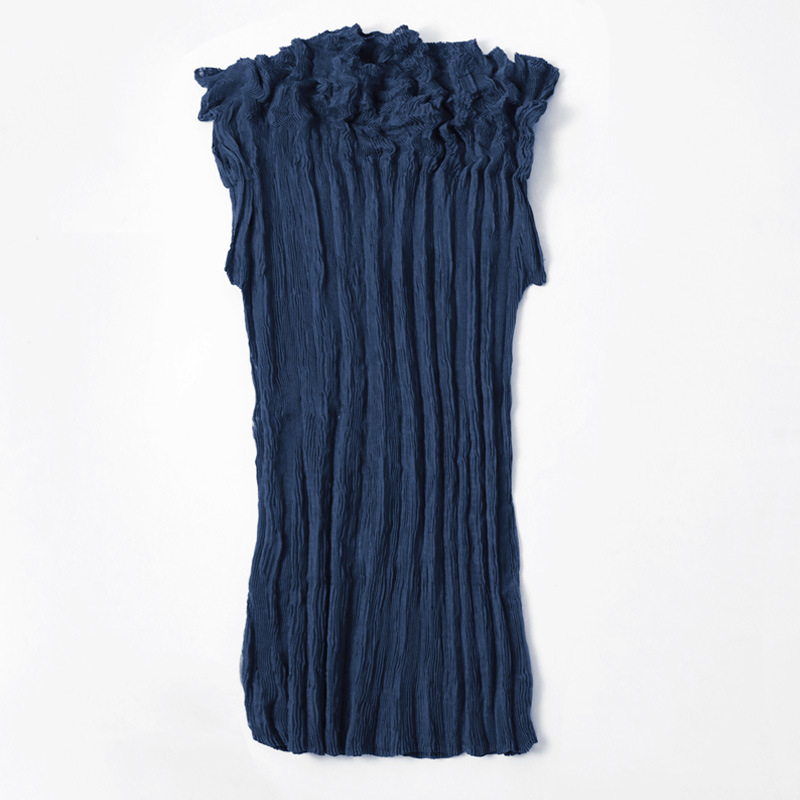 Spring Summer 2020 Pleated Sleeveless Top Women's Fashion Simple Fashion Thin Style Perspective Chiffon Shirt