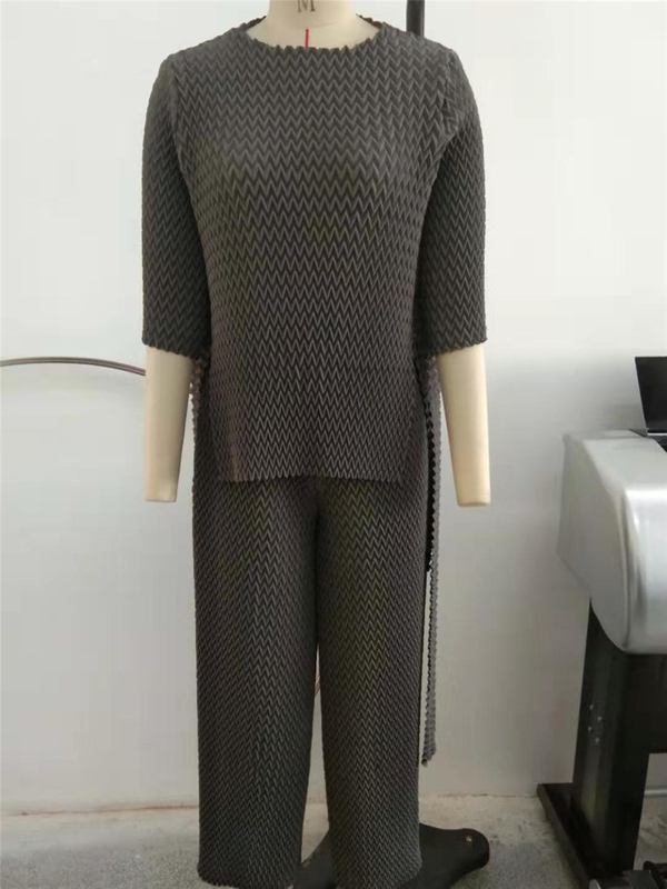 Women Spring 2020 New Pleated Suit Women's Top Pants Two Pieces Clothing Set