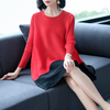 Spring Women Pleated Patchwork Tidal Lady Casual Loose Big Size Long Sleeves Dress