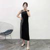 Women Pleated Basic Pleated Dress 2019 New Patchwork Contrast Bottom Dress
