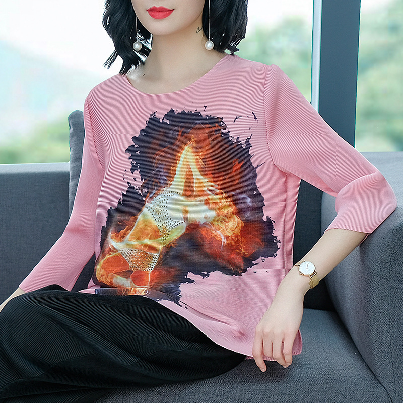 Spring Women Fashion New Tidal Loose Pleated Tops Shirts