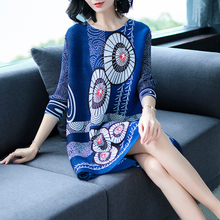 Spring Women Pleated Print Casual Lady Loose Tidal Dress