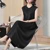 Sleeveless Large Loose Pleated Dresses Pure Colors Summer New Women's A-shaped Dresses