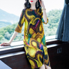 French Women Pleated Print Spring Tidal Fashion New Loose Big Size Dress