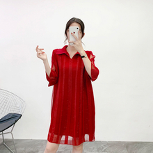 Pleated 2019 Winter New Large Women's Temperament Loose Big Size Dress