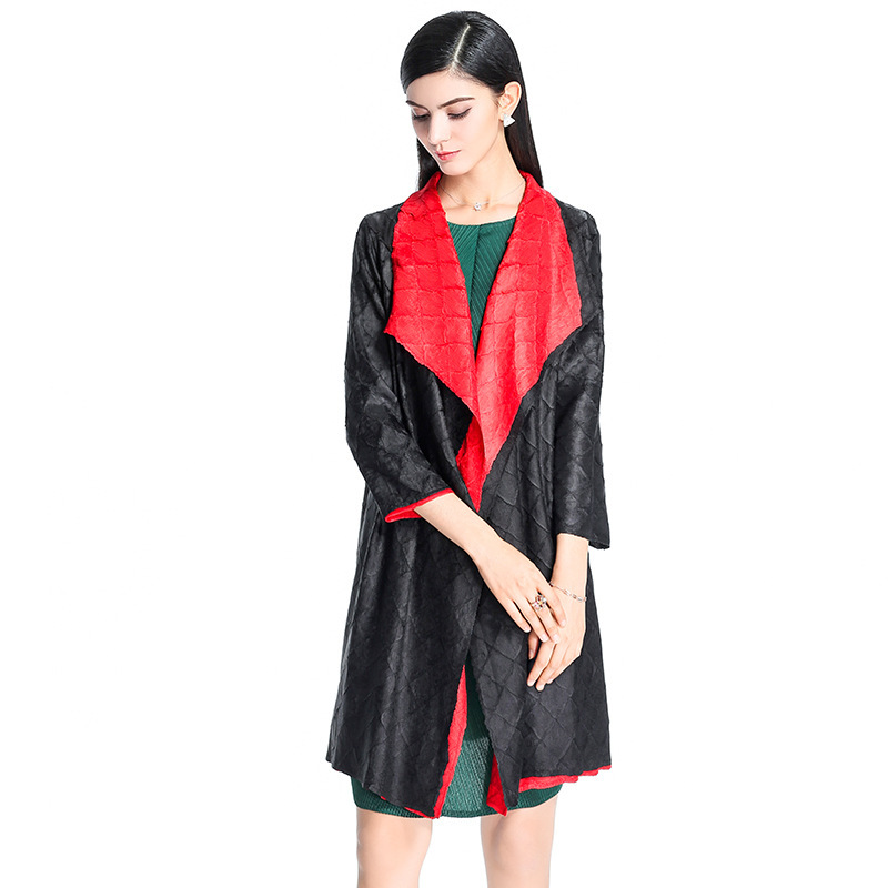 New Tidal Pleated Coat Reversible Fashionable Women's Turn-down Collar A-line Lady Popular Jacket