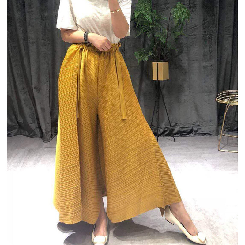 Autumn Women Pleated Trousers Loose Fashion Big Legging Pants