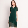 Women Pleated Lace Short-sleeved Hollow Dress Pleated Fashion New Dresses