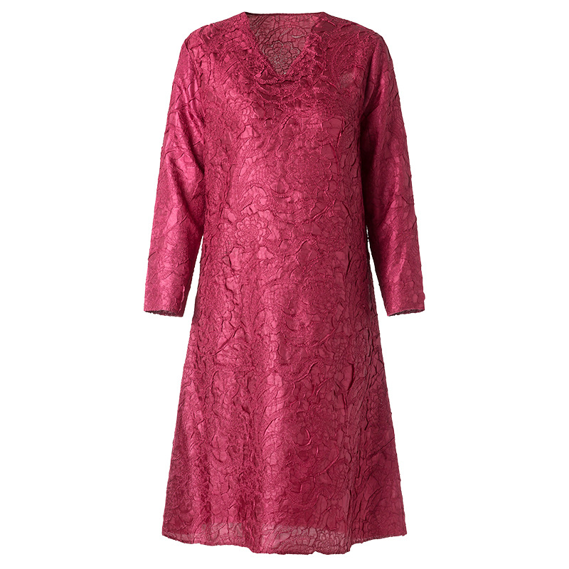 Long Sleeve Dresses Spring 2019 New Women's Dresses Retro-style Embroidery A-shaped Embossed Loose Dress