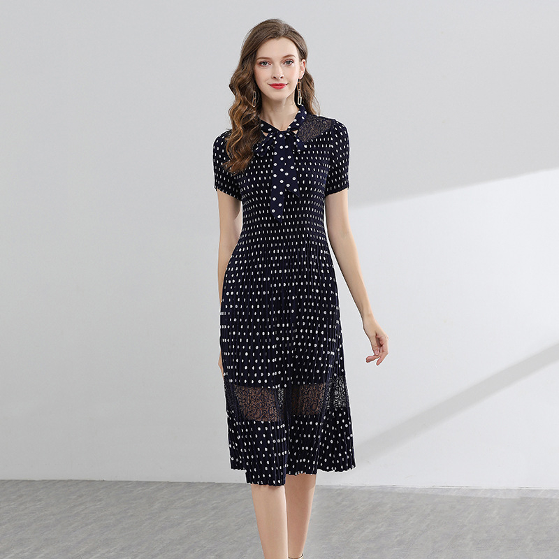 Summer Fashion Dot Print Pleated Fashion New Loose Popular Dresses