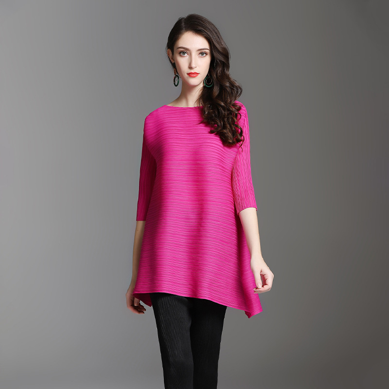 Spring Women Pleated Solid Color Fashion New Tops Loose Big Size Shirts