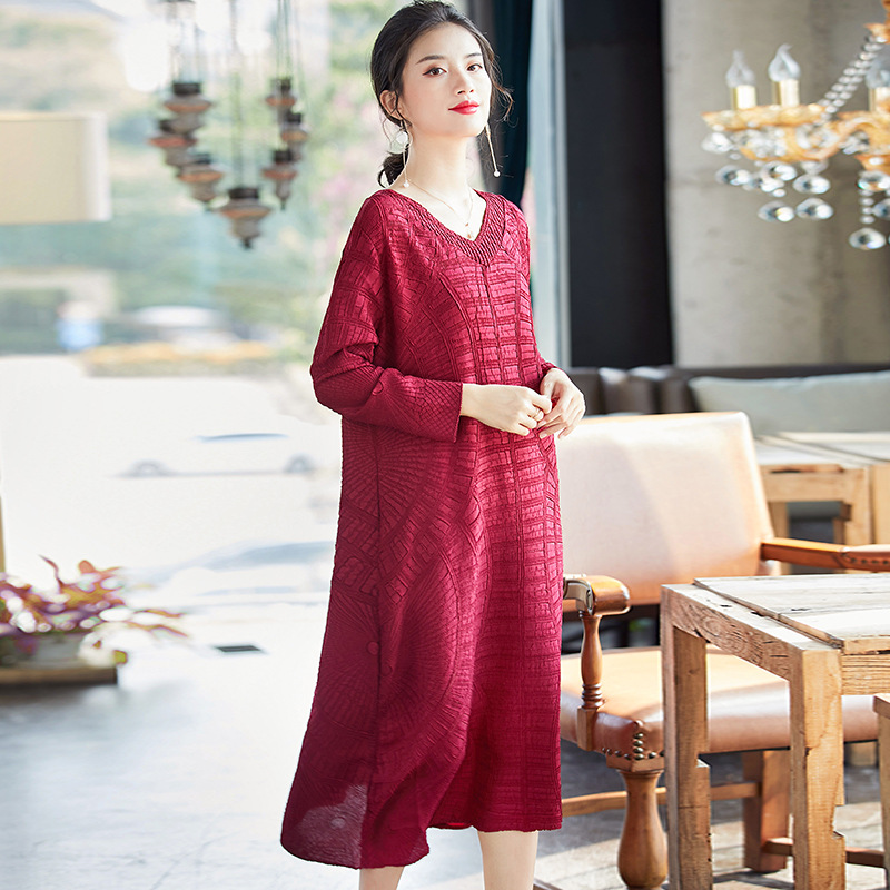 Heavy Industry Embroidery Large Pleated Dress 2020 Spring New Fashion A-line Dress