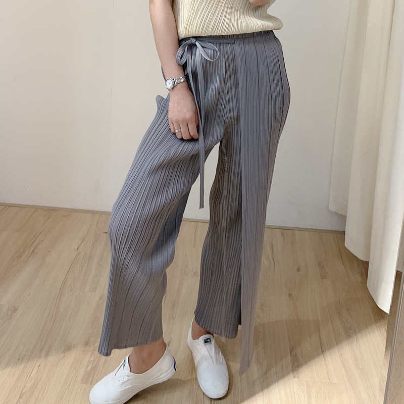 Women New Pleated Broad-legged Trousers Loose Big Size Leisure Pants