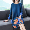 Autumn Women Pleated Fashion New Print Big Size Dress