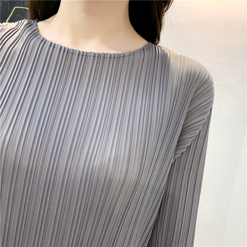 Autumn Women Pleated Fashion New Solid Color Loose Big Size Dress