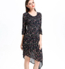 New O Neck Flower Dress Original High-end Fashion Big Size Women's Chiffon Dress