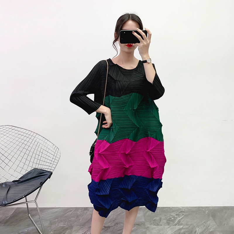 Autumn Winter Women Pleated Fashion New Tidal Loose Big Size Dress