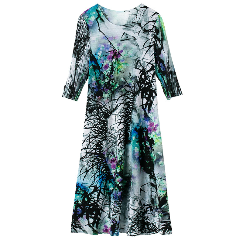 Women New Autumn Lady Loose Print Loose Tidal Dress