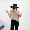 Pleated Top Women's New Summer 2020 Loose Large Round Neck Solid T-shirt Bat Sleeve Large Women's Tops