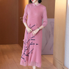 Slim Temperament Plus Size Dress Spring New Feminine Mother Pleated Knee Length Dress