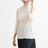 Women Pleated Tops Basic Versatile Half High Collar Loose Three Quarter Sleeve T-shirt