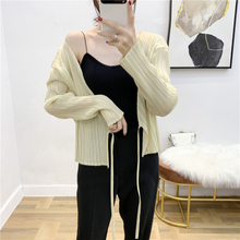 Autumn Pleated Cardigan Tie Jacket Top Long Sleeve Coat