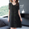 Summer Women Pleated Print Dress Dimands Elegant Casual Big Size Dress