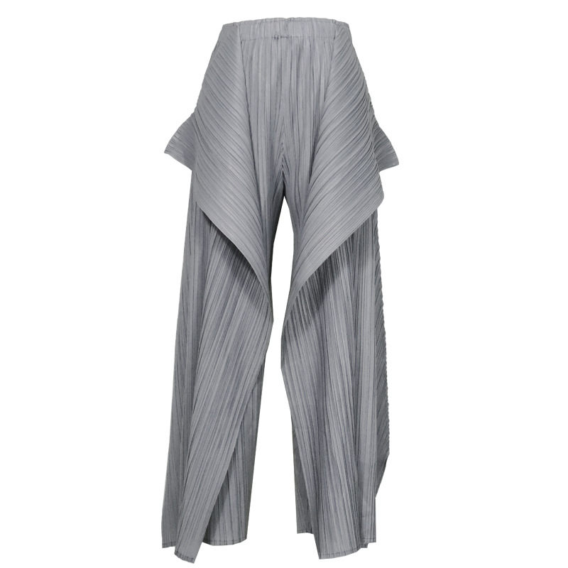 Spring Women Fashion New Tidal Pleated Tops Trousers Two Pieces Clothing Sets Popular Suits