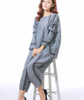 Women Pleated Suit Designer's Long Sleeve T-shirt + Loose Capris Two Pieces Clothing Sets