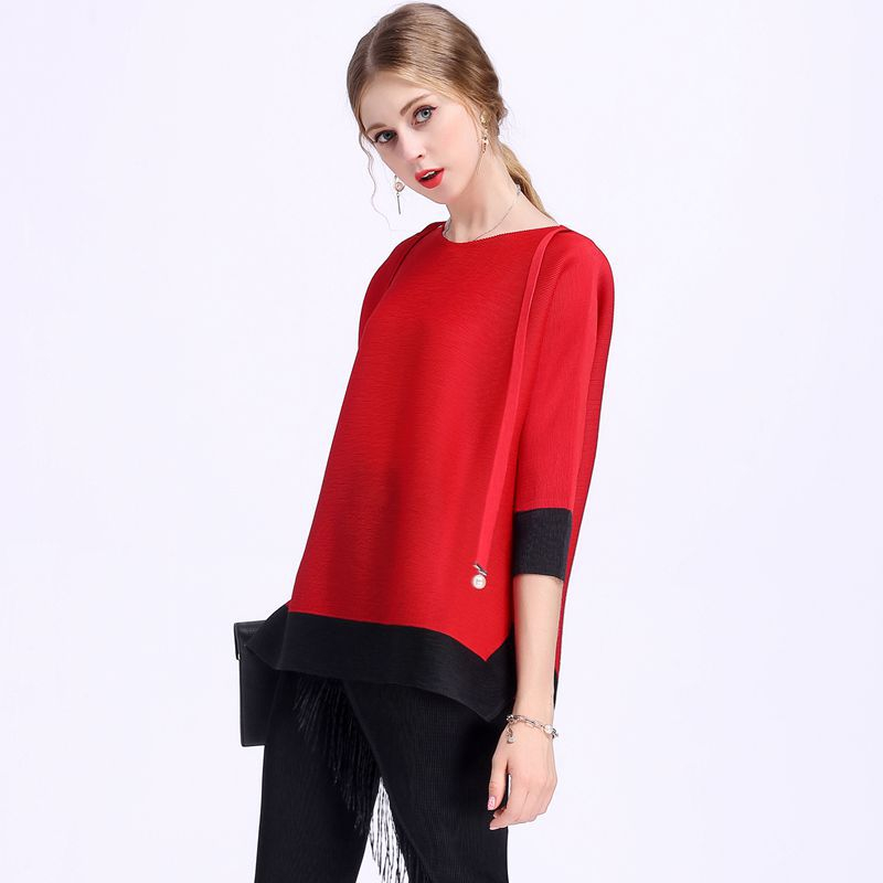 Big Size T-shirt Loose Tops Women Pleats Shirts