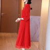 Chinese Style Retro Printed Dress Spring Autumn New Femininity Women Red Two Pieces Plus Size Dress