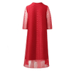 Women's Dress Spring 2021 New Female Red Mother's Pleated Dress