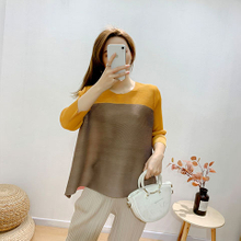 Pleated Top Women's 2021 Summer New Korean Version Large Size Loose And Thin Color Matching T-shirt