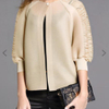 Women Pleated Solid Color Fashion Lace O-neck Single Button Jacket Coat