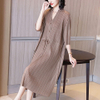 Red Long Size Big Fat Mm Cover Belly Show Thin Dress Spring 2021 New Feminine Mother's Dress