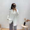 Pleated White Long Coat 2021 Summer New Commuter Loose Large Cardigan Slim Suit Windbreaker