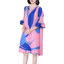 Plus Size Print Dress Spring 2021 New Women's Loose A-line Pleated Dress