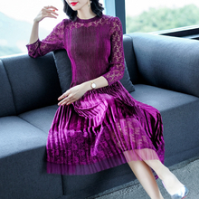 Lace Dress 2019 Ladies'temperament A-shaped Pleats Lady Elegant Dress