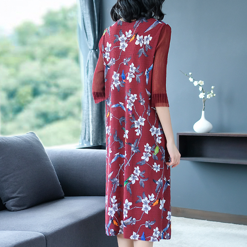 Retro Printed Dresses New Loose Large Size Screen Sleeve Spring Garment 2019