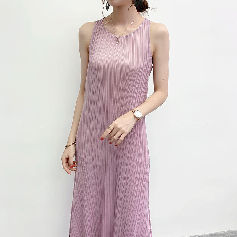 Pleated Suspender Dress 2020 Summer New Japanese Basic Off Shoulder Dress