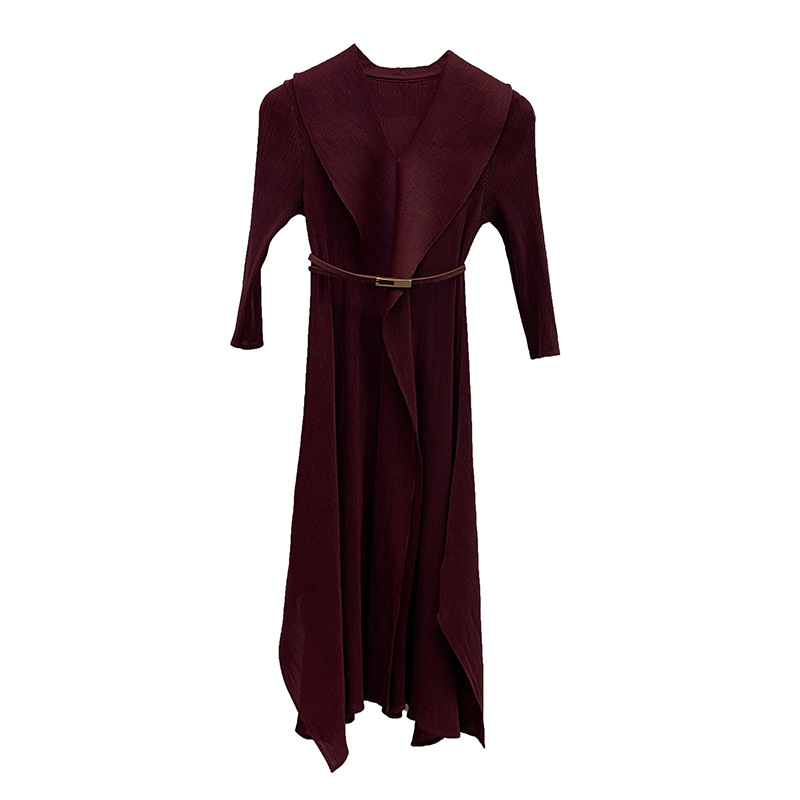 Women Pleated Dress Large Autumn High End Belly Covering Long Dress
