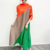 Pleated Dress Spring Summer 2020 New Color Block Pleated Long Loose Large Size Dress