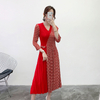 Pleated Dress Spring And Summer 2020 New Women's Pleated Print Bottom Large Size Dress