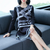 Women Pleated Dress Popular Print Tidal Loose Big Size Long Sleeves Dress