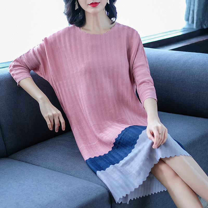 Women Fashion Printed New Spring Dress Large Loose Pleated Dress