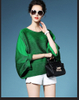 New Arrival Women Pletaed Casual Lady Solid Color O-neck Batwing Sleeve Pullover Blouse Shirts