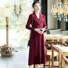 Autumn Women Large Pleated Velvet Dress In Early Spring 2020